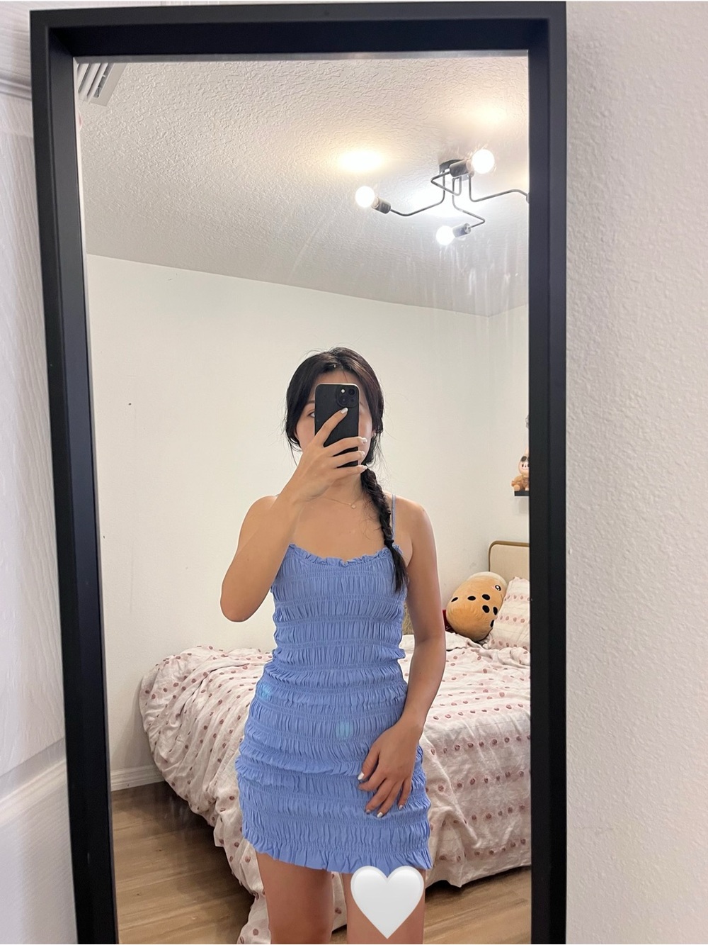 Blue Smocked Mini Dress - Women's Stretch Sundress